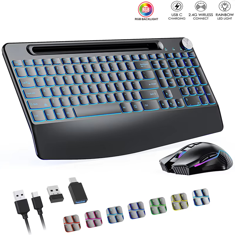 Gaming Keyboard Mouse Wireless - 2.4G&Type-C Wireless Keyboard Mouse Combo with